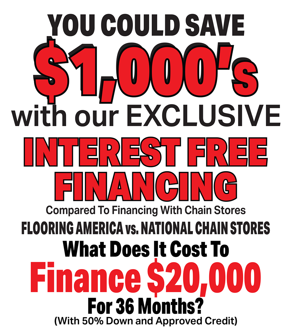 You could sace $1000s with our exclusive interest free financing